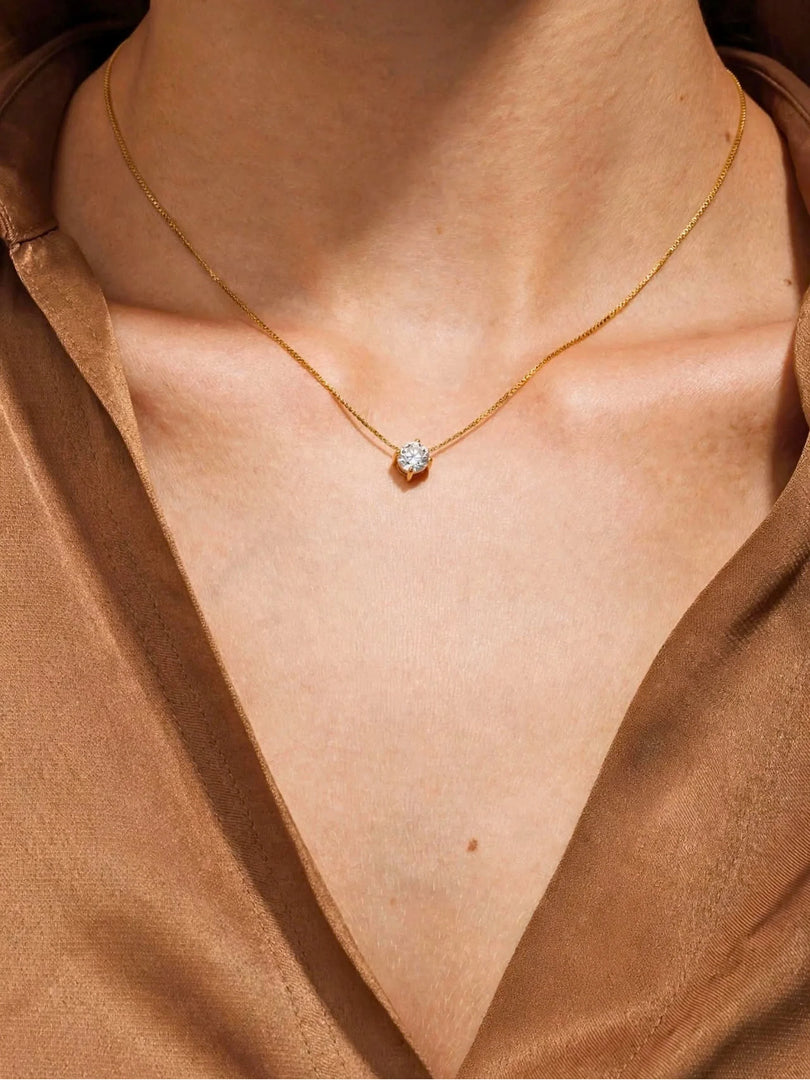 Radiant Solitaire Crystal Necklace