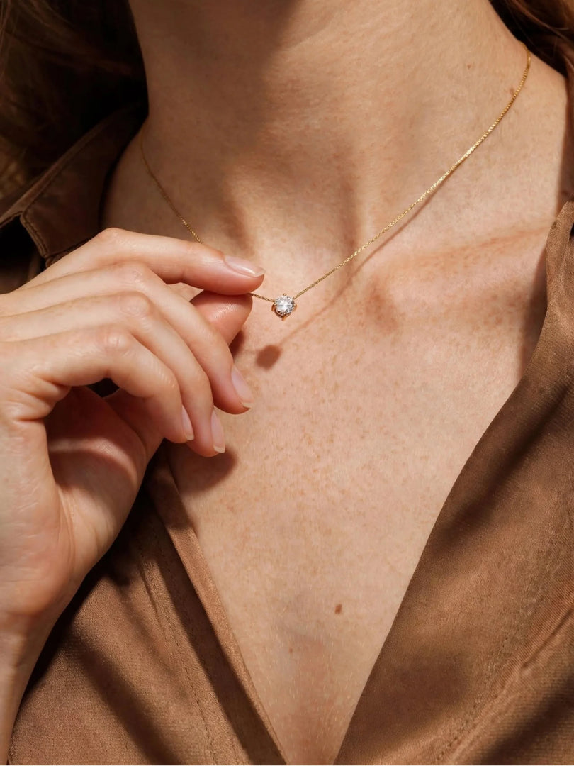 Radiant Solitaire Crystal Necklace