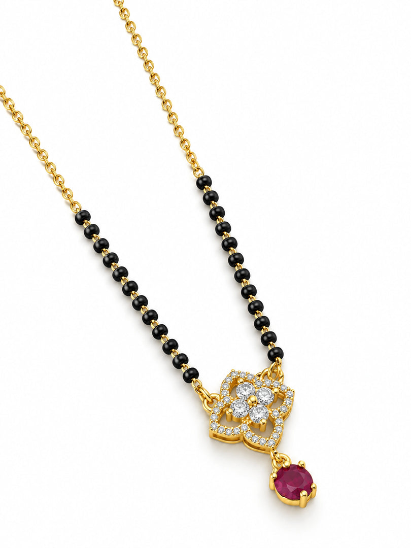 Ruby Blossom Drop Mangalsutra
