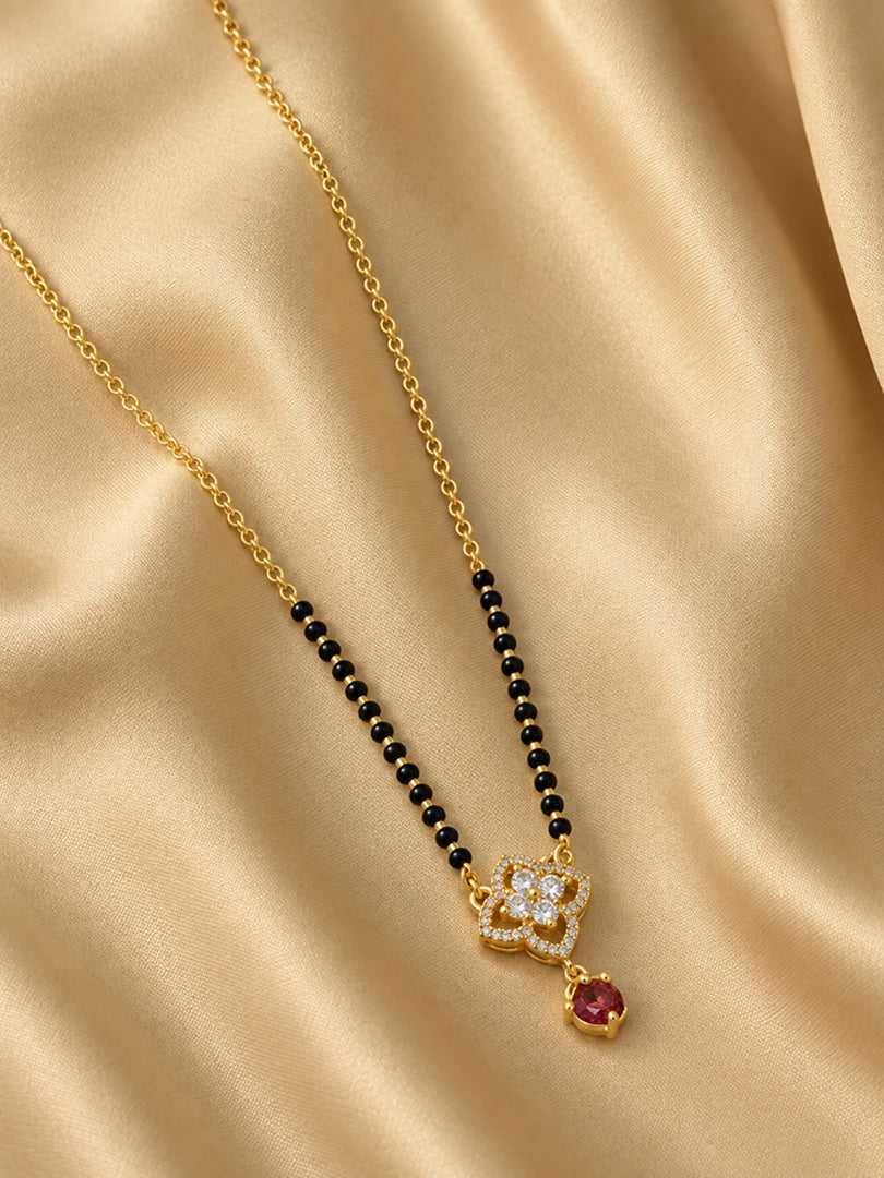 Ruby Blossom Drop Mangalsutra