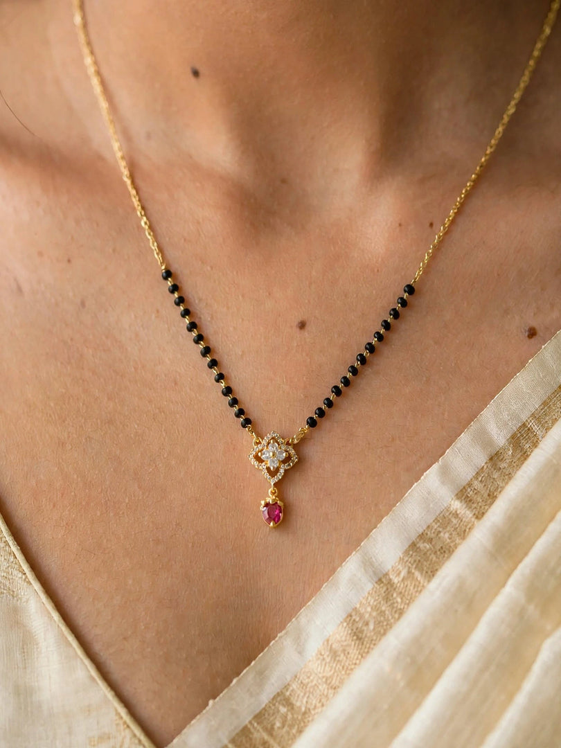 Ruby Blossom Drop Mangalsutra