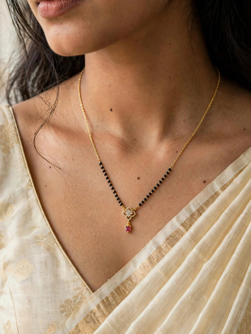 Ruby Blossom Drop Mangalsutra