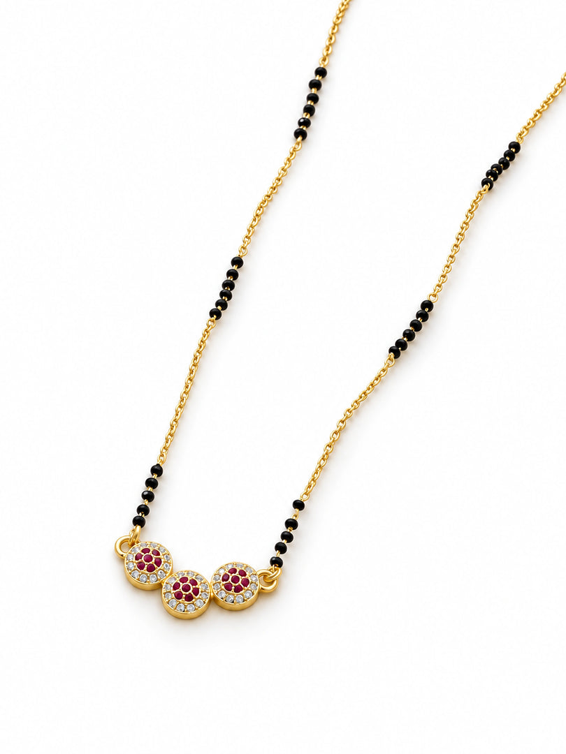 Ruby Trio Blossom Mangalsutra