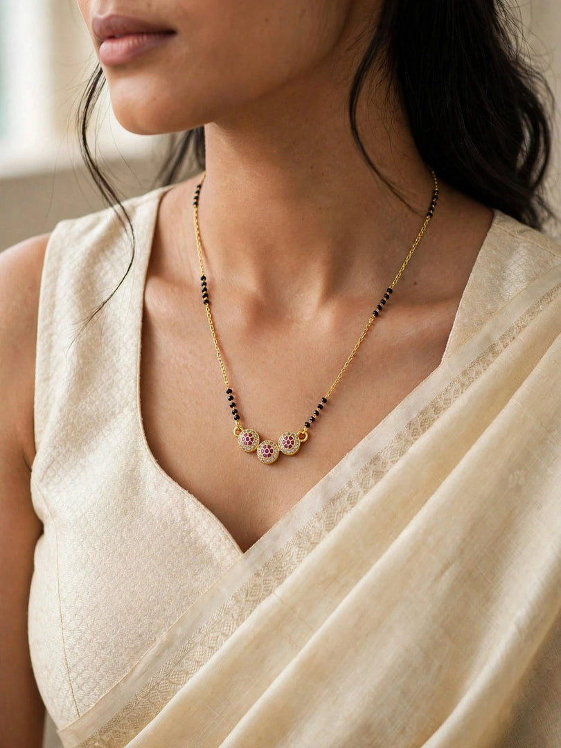 Ruby Trio Blossom Mangalsutra