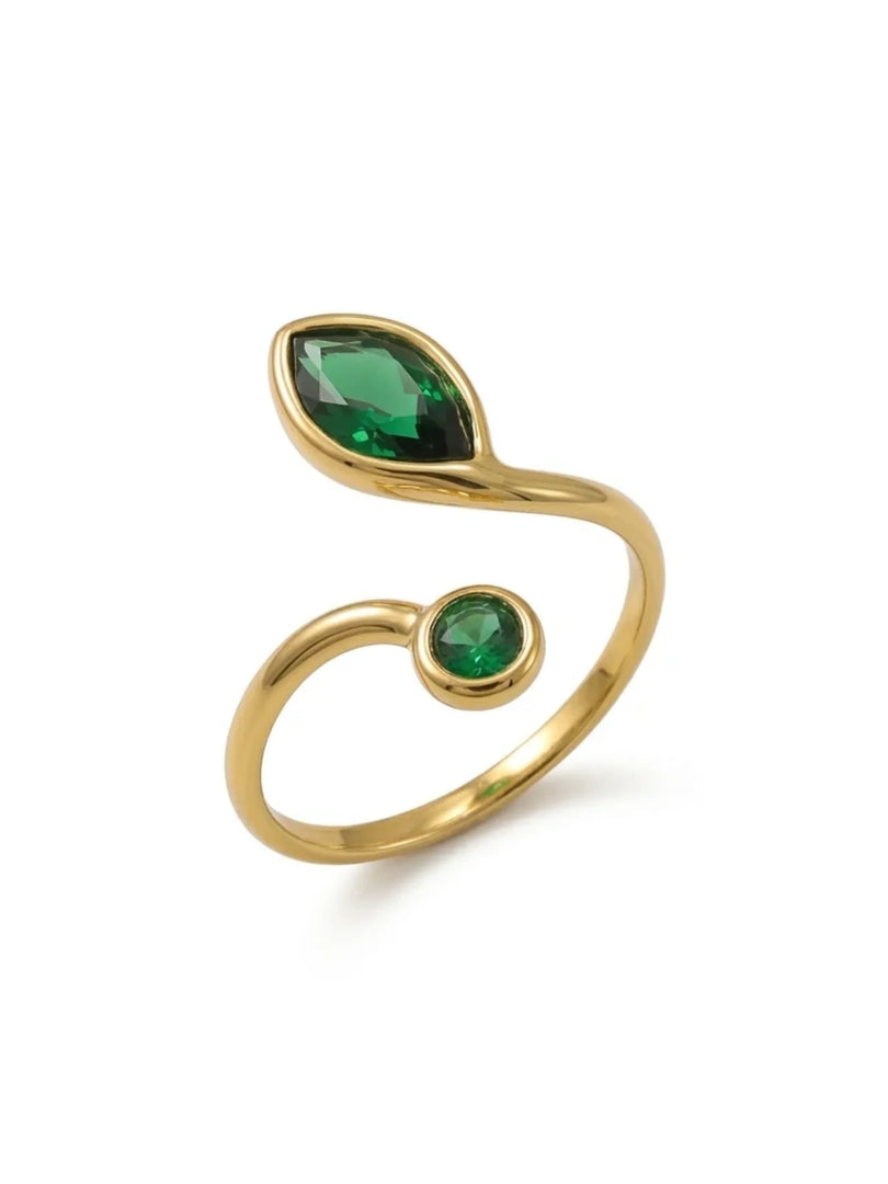 Serene Emerald Bypass Ring