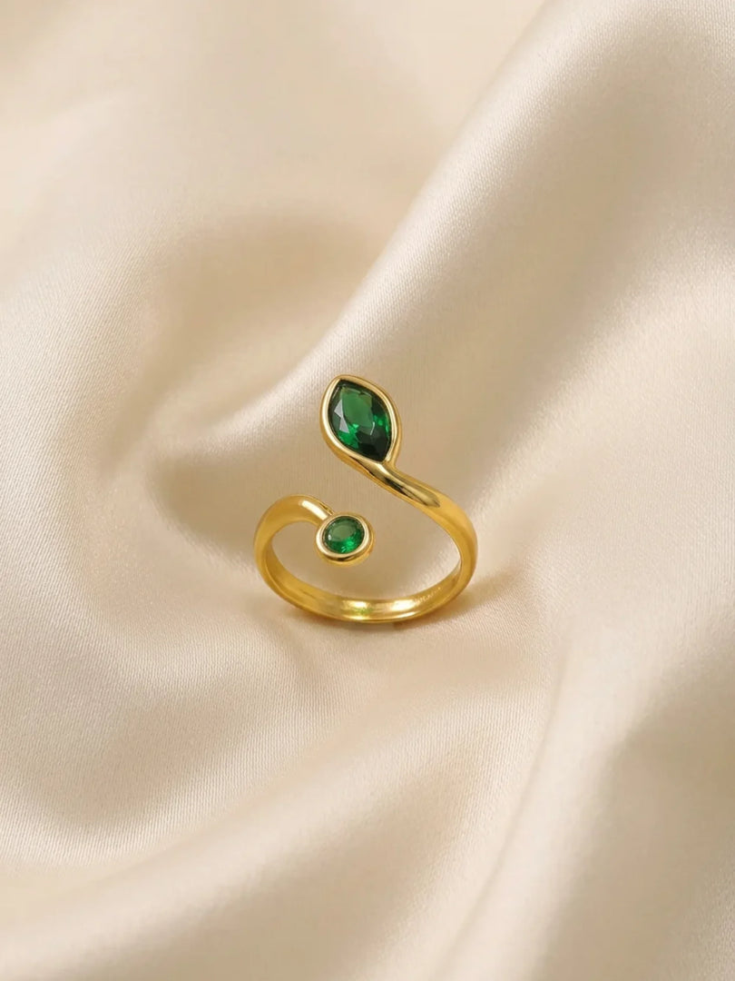 Serene Emerald Bypass Ring