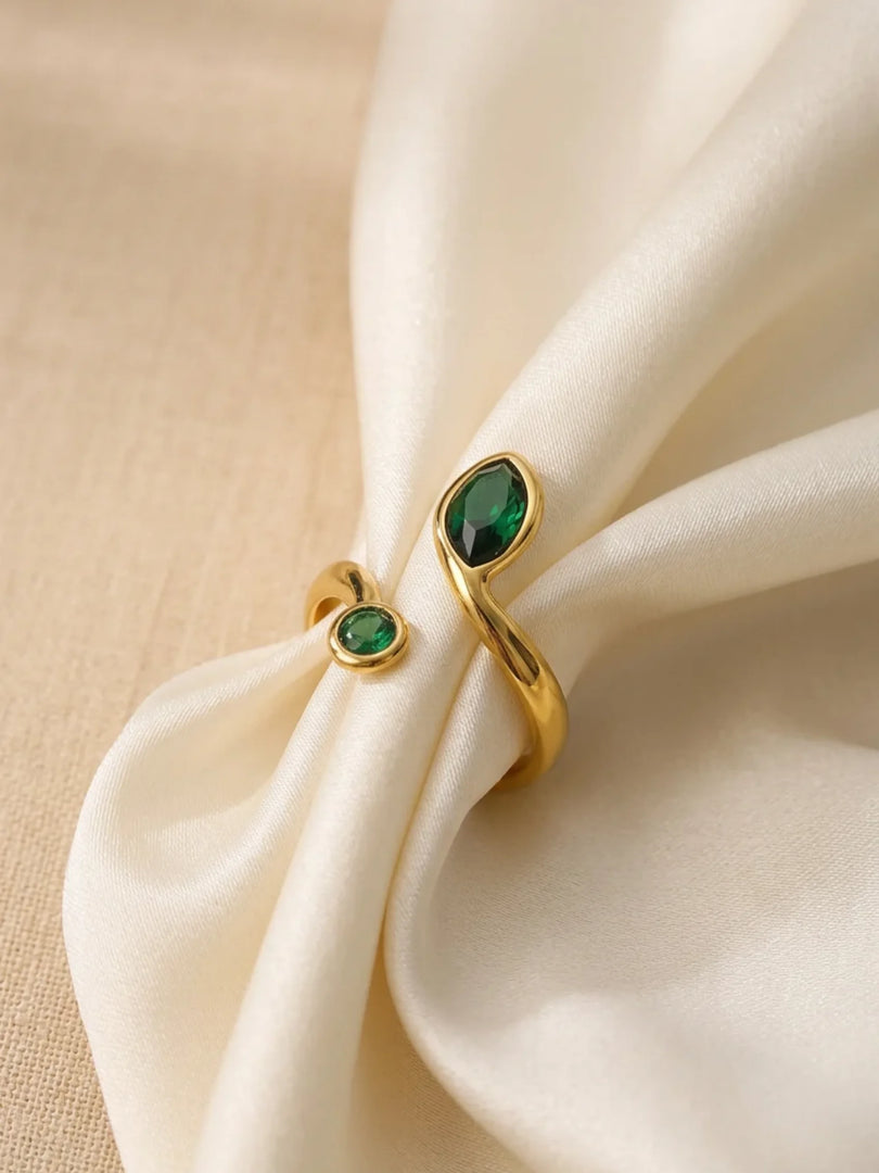Serene Emerald Bypass Ring
