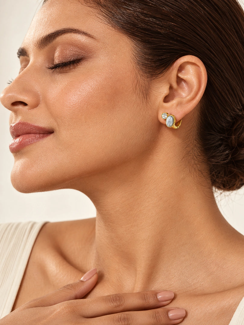 Serene Howlite Huggie Hoops