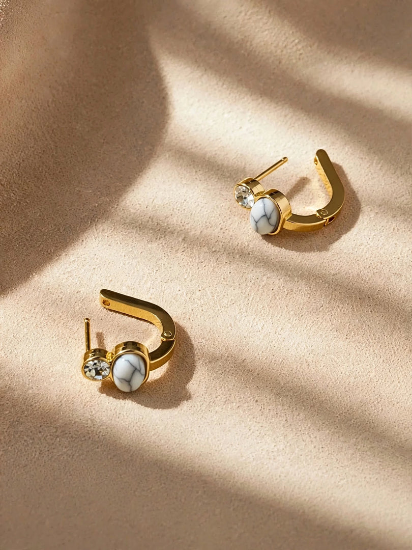 Serene Howlite Huggie Hoops