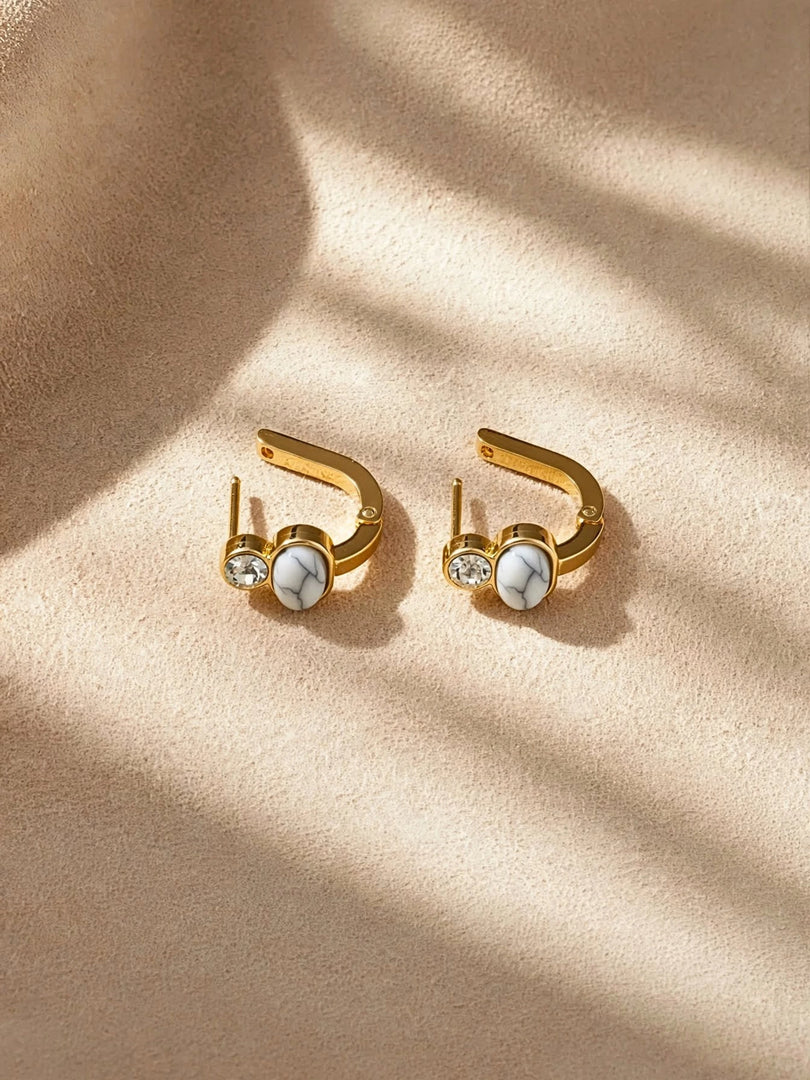 Serene Howlite Huggie Hoops