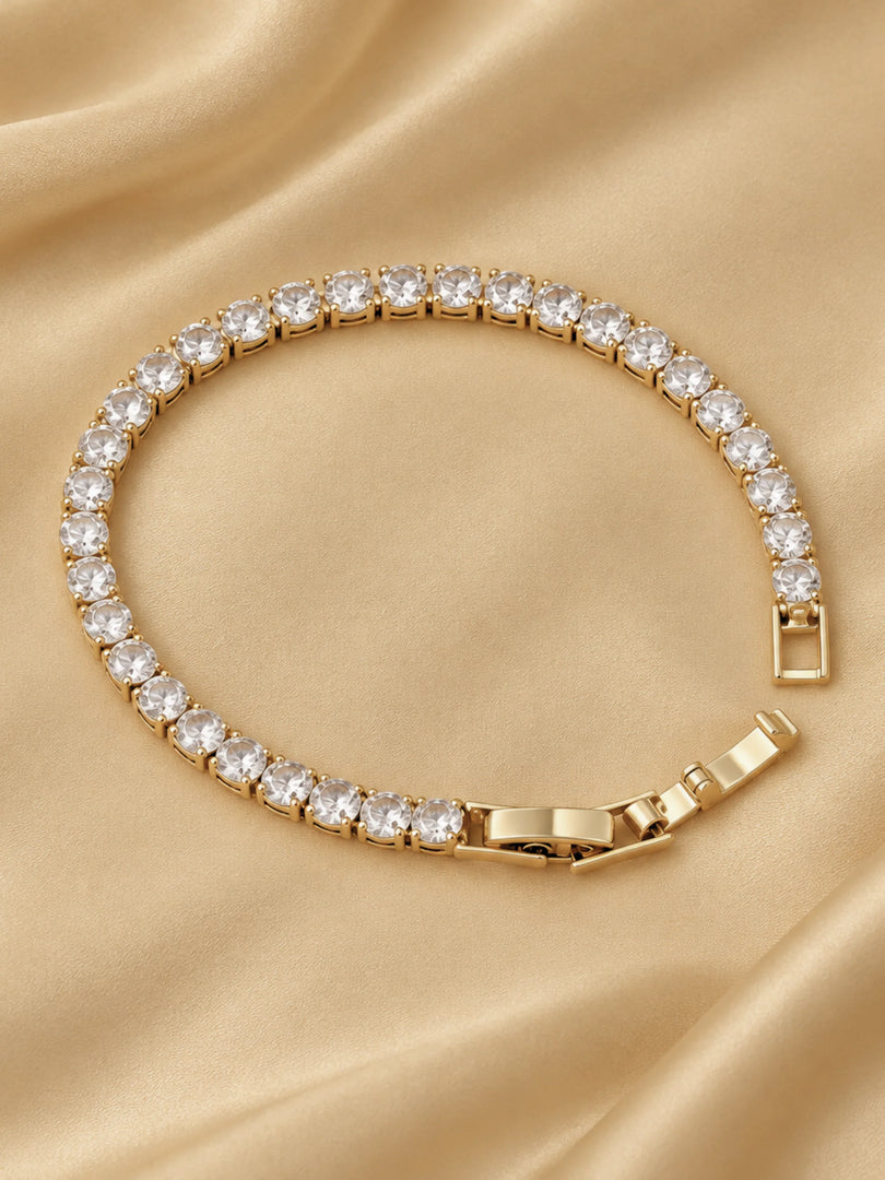 Classic Solitaire Crystal Tennis Bracelet