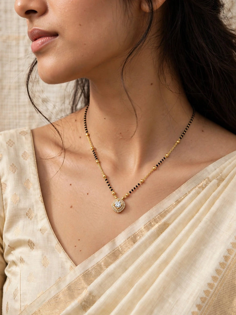 Radiant Solitaire Halo Mangalsutra