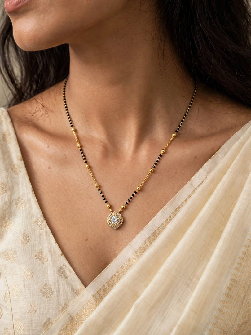 Radiant Solitaire Halo Mangalsutra