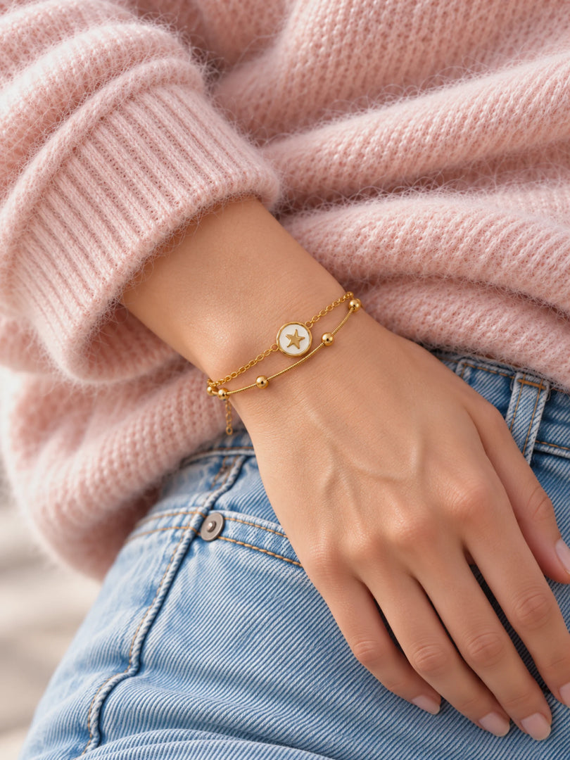 Star Enamel Layered Bracelet