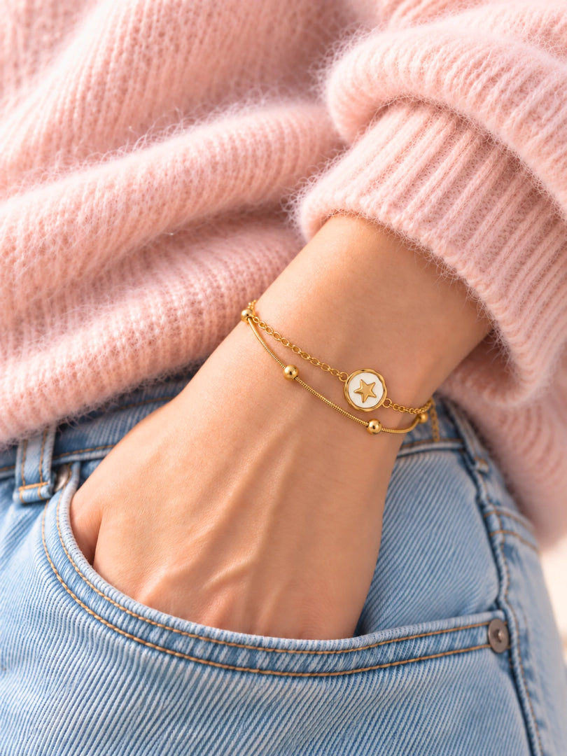 Star Enamel Layered Bracelet