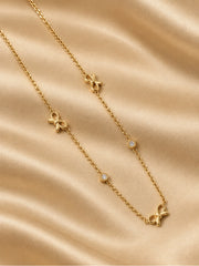 Station Bow & Crystal Charm Necklace