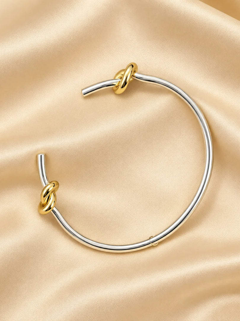 Two-Tone Knot Open Cuff Bracelet