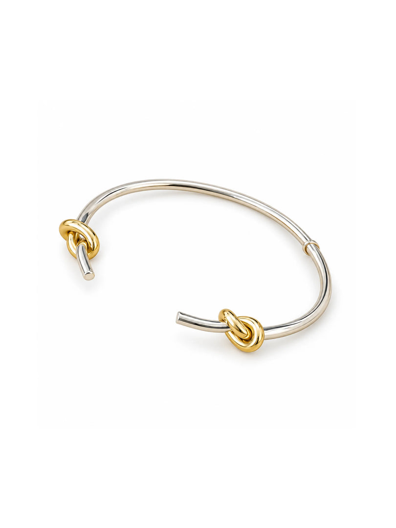 Two-Tone Knot Open Cuff Bracelet