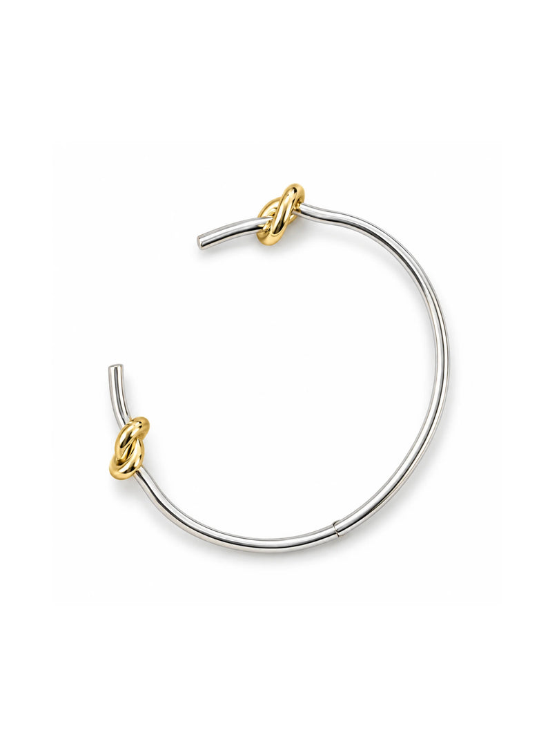 Two-Tone Knot Open Cuff Bracelet