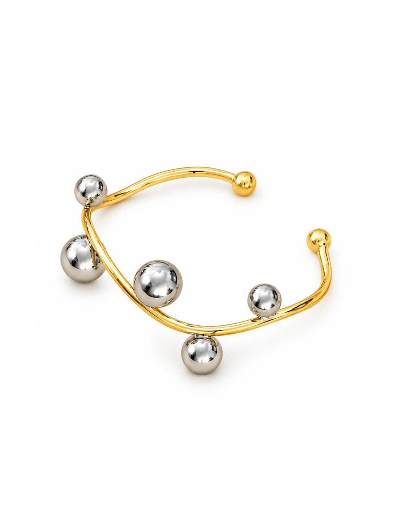 Two-Tone Organic Sphere Cuff Bracelet