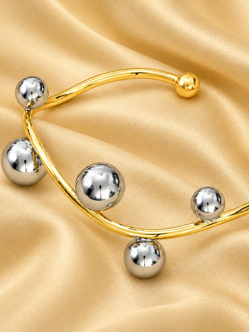 Two-Tone Organic Sphere Cuff Bracelet