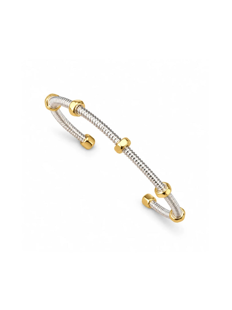 Two-Tone Ribbed Flex Cuff Bracelet