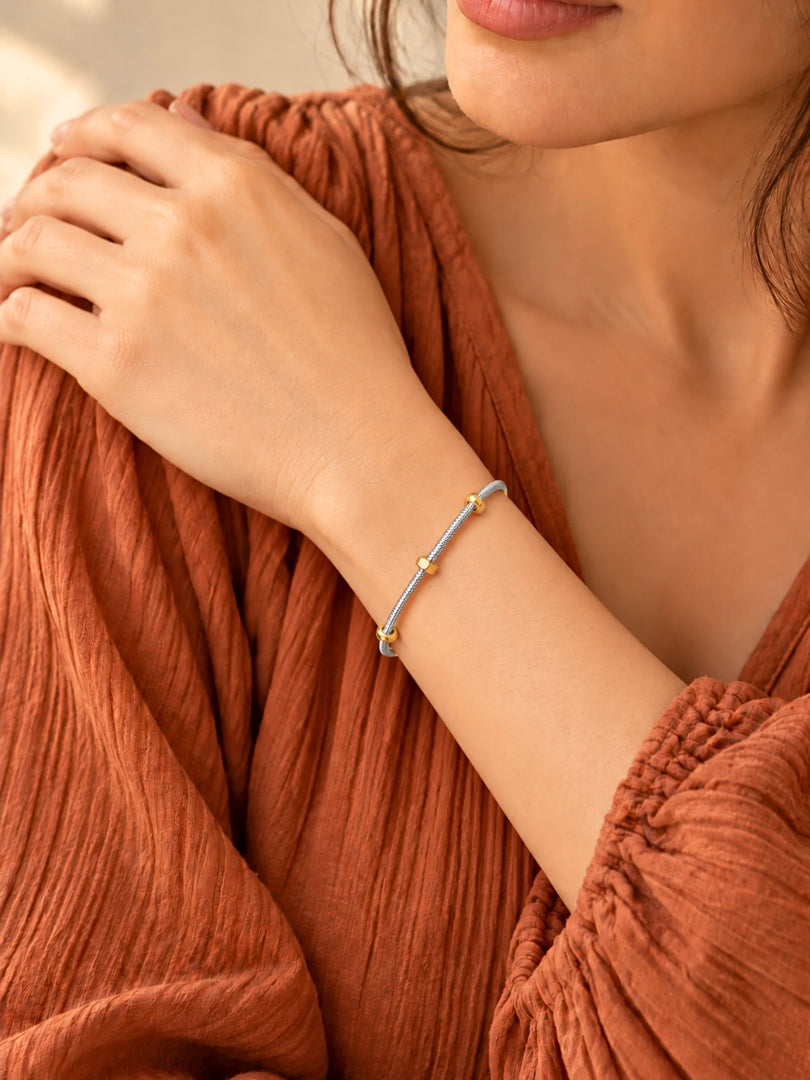 Two-Tone Ribbed Flex Cuff Bracelet