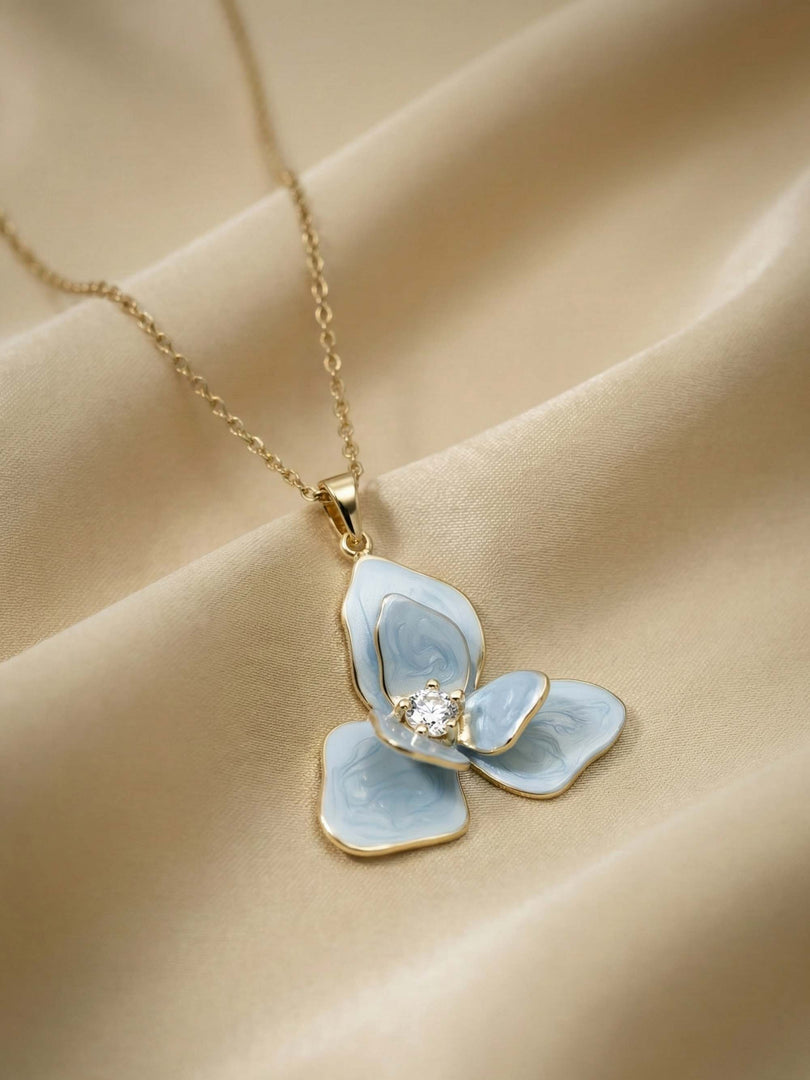 Opal Blue Flower Necklace