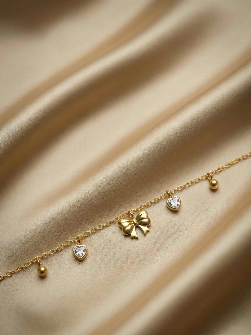 Gold Bow Charm Bracelet