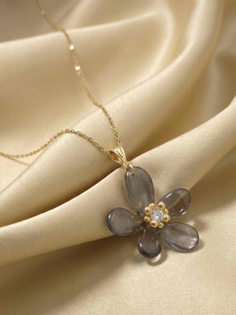 Smoky Crystal Flower Necklace
