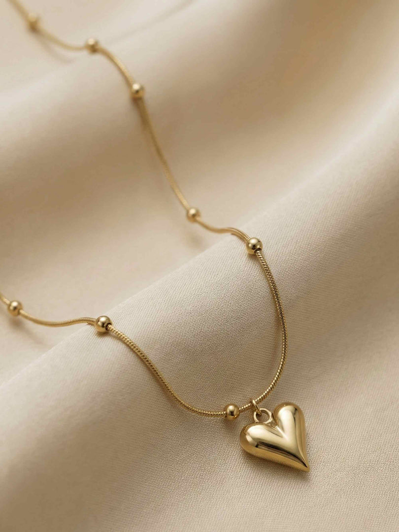 Elongated Heart Station Necklace