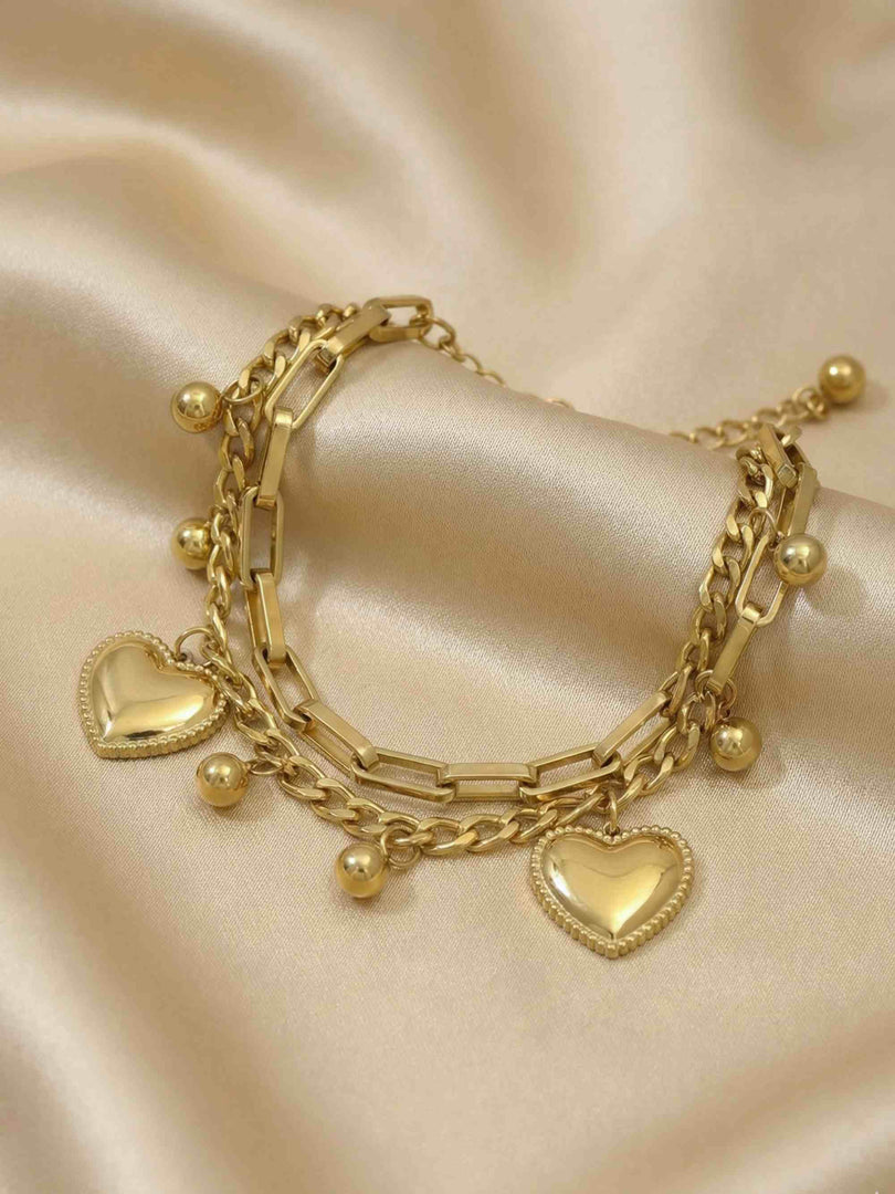 Golden Heart Layered Bracelet