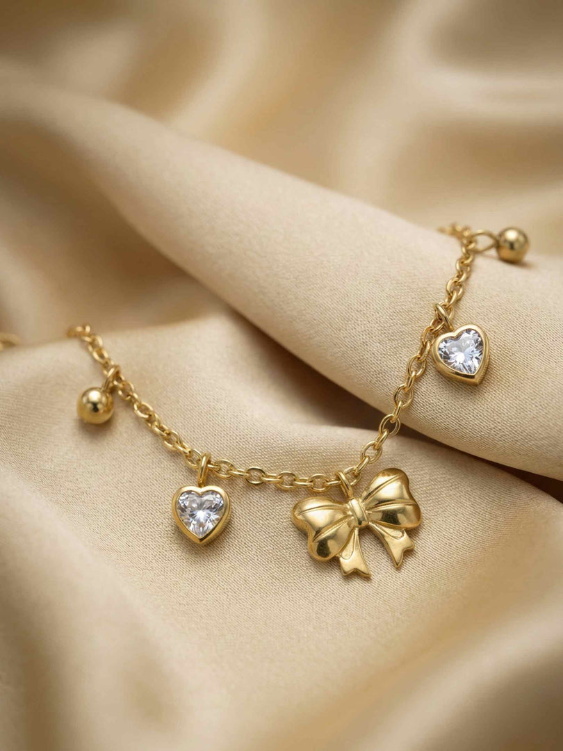 Gold Bow Charm Bracelet