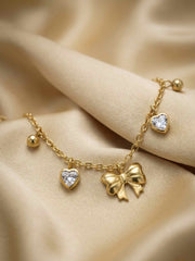 Gold Bow Charm Bracelet