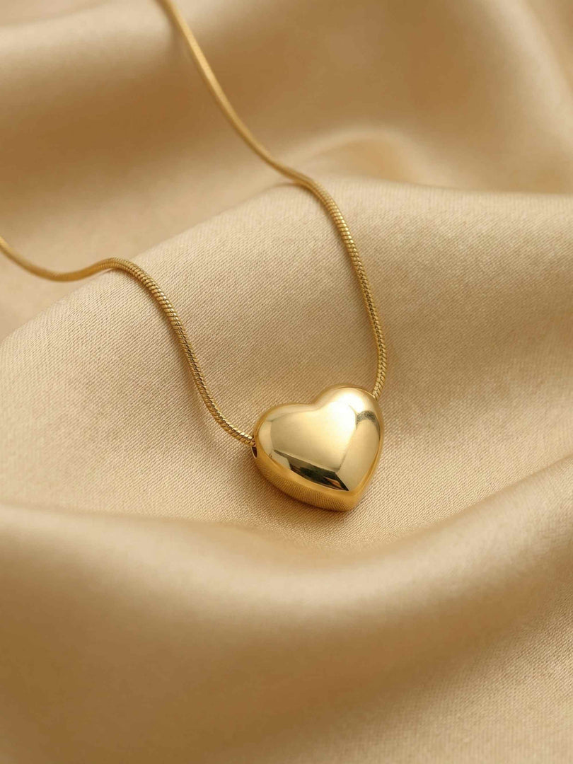 Golden Puffy Heart Necklace
