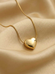 Golden Puffy Heart Necklace