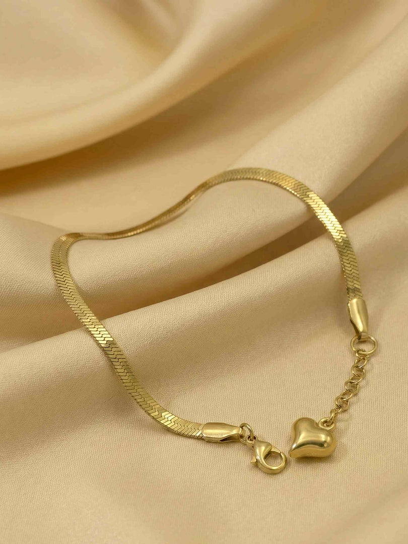 Sleek Herringbone Heart Bracelet