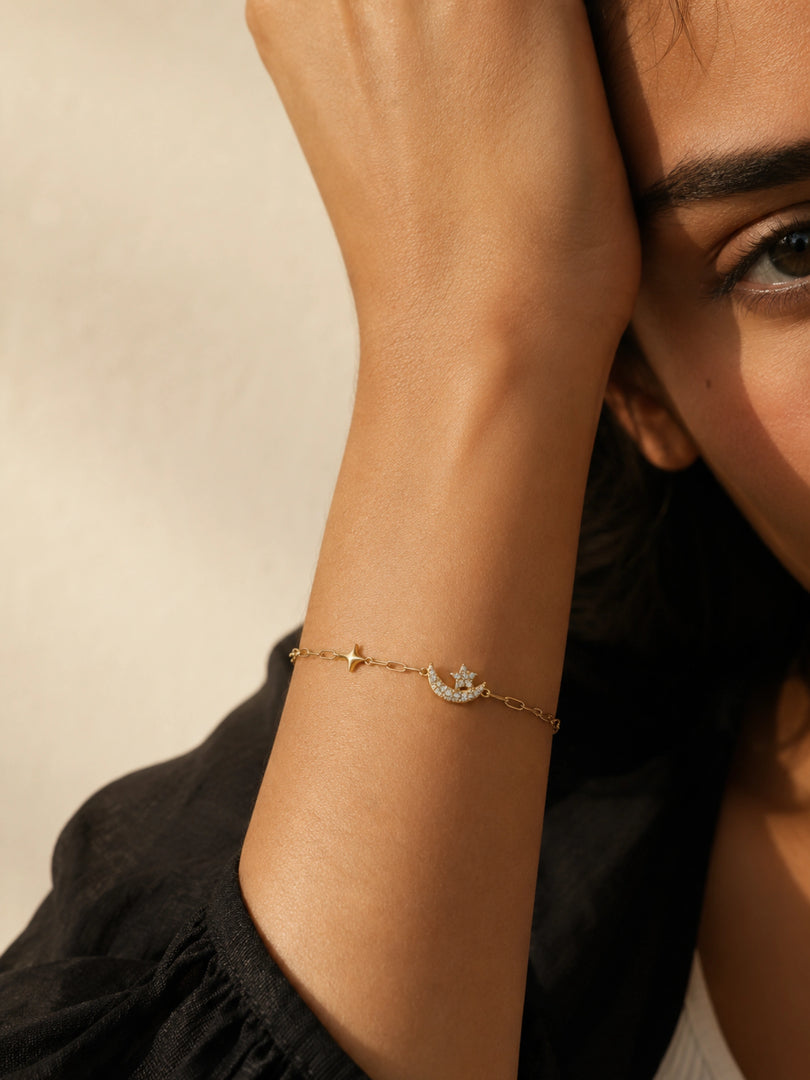 Menail Moon & Star Chain Bracelet