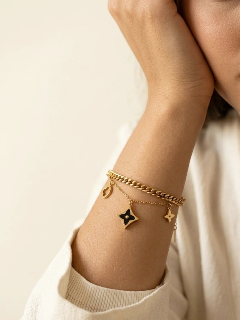 Celestial Clover Layered Bracelet