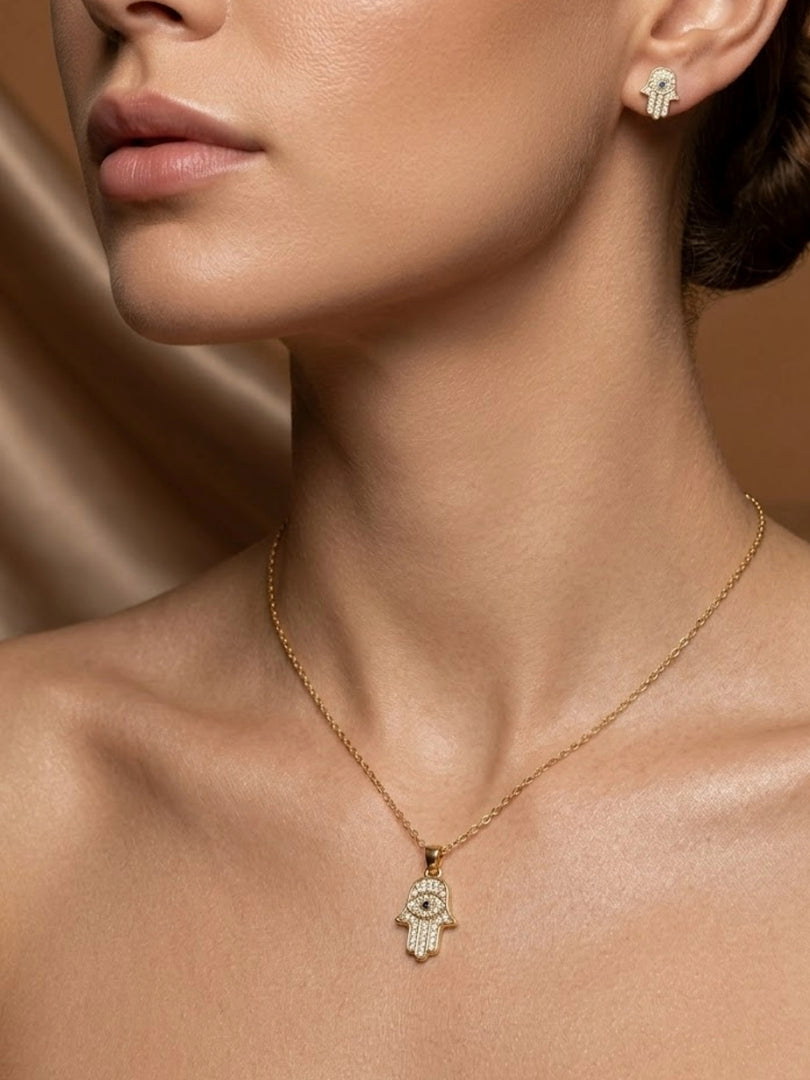 Hamsa Evil Eye Pave Jewellery Set