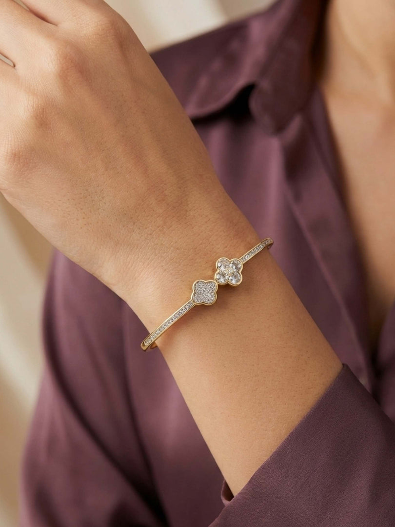 Twin Bloom Pave Bangle