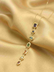 Jeweled Rainbow Cascade Necklace