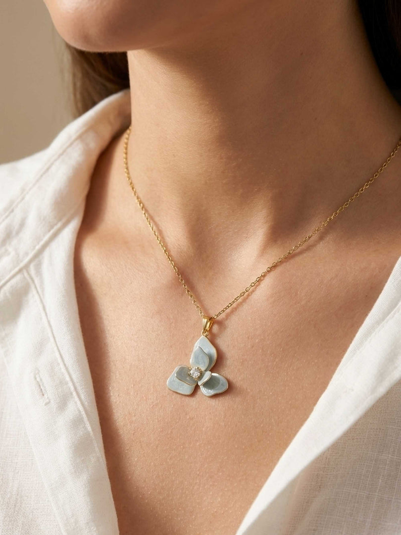 Opal Blue Flower Necklace