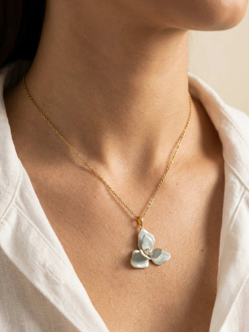 Opal Blue Flower Necklace