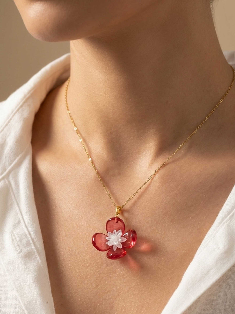 Ruby Crystal Bloom Necklace