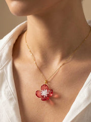 Ruby Crystal Bloom Necklace