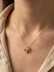 Pink & Green Butterfly Necklace