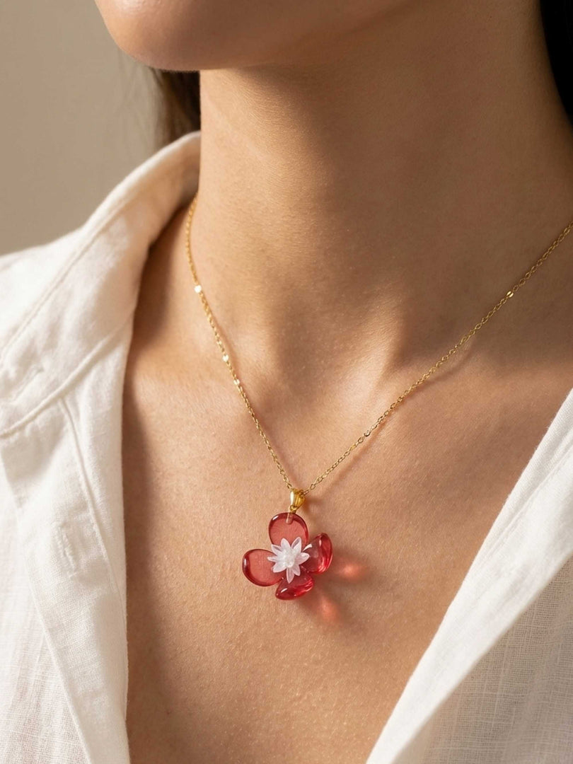 Ruby Crystal Bloom Necklace
