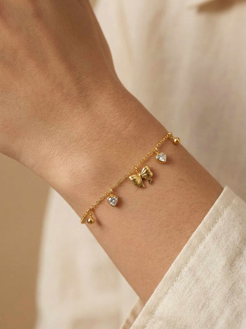 Gold Bow Charm Bracelet
