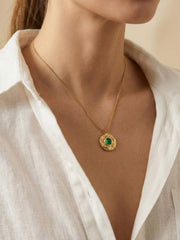 Emerald Sun Disc Necklace
